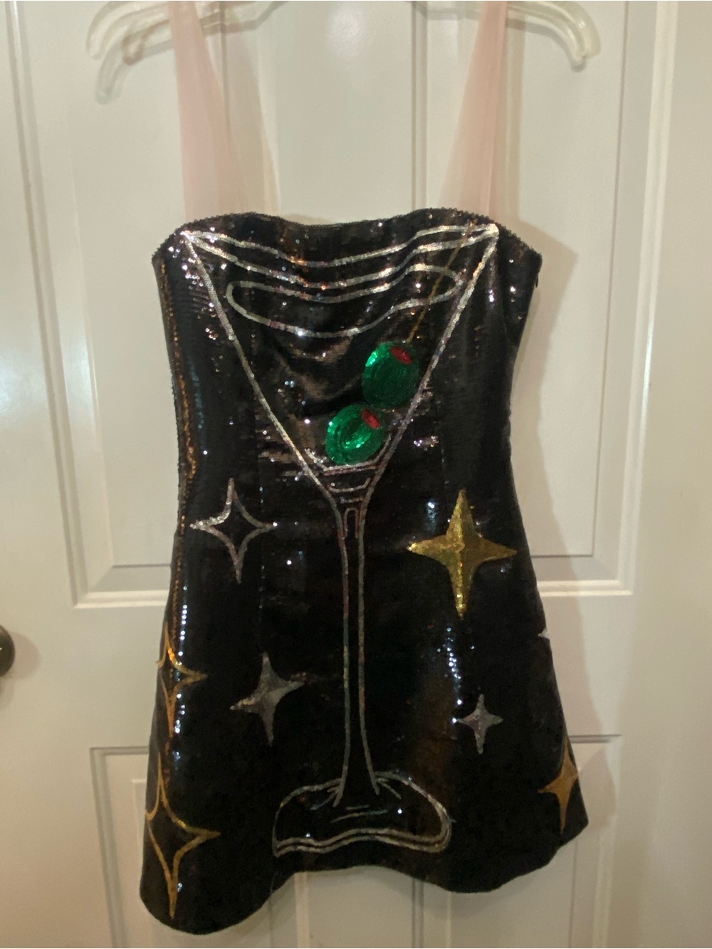 Queen of Sparkles Black Sequin Martini Mini Dress | Size XS | NWOT